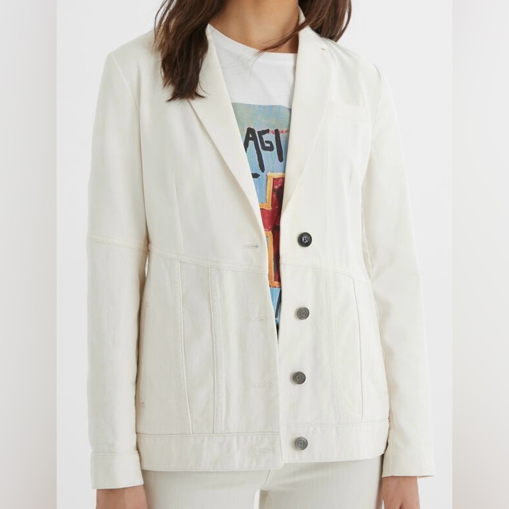 Desigual Hybrid Denim Blazer – Off-White Linen-Cotton Blend (Size 38 / NWT) - Picture 12 of 14